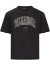 Palm Angels College Logo Print Crewneck T-shirt In Black Vintage Bl