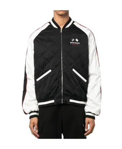 Palm Angels Color Matching Design Long-sleeved Casual Jacket In Black