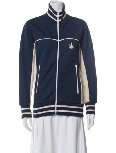 Pre-owned Palm Angels Colorblock Pattern Bomber Jacket In Blue