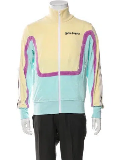 Pre-owned Palm Angels Colorblock Pattern Bomber Jacket W/ Tags In Yellow