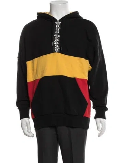Pre-owned Palm Angels Colorblock Pattern Crew Neck Hoodie In Black