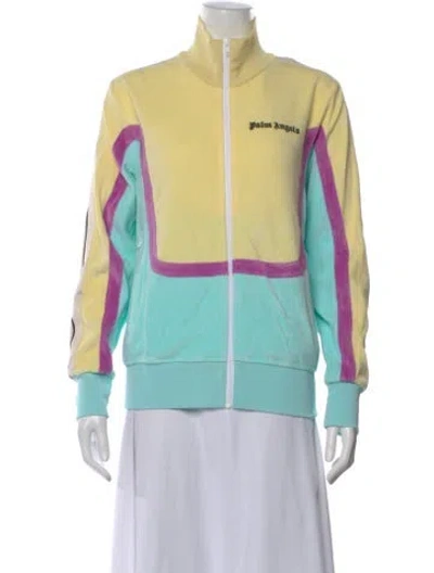 Pre-owned Palm Angels Colorblock Pattern Crew Neck Sweatshirt W/ Tags In Yellow