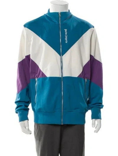 Pre-owned Palm Angels Colorblock Pattern Jacket In Blue