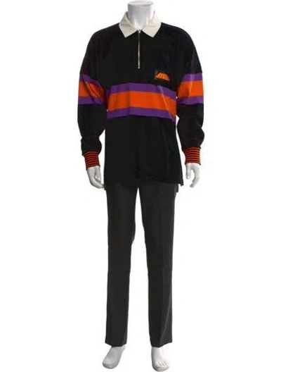 Pre-owned Palm Angels Colorblock Pattern Long Sleeve Shirt In Black