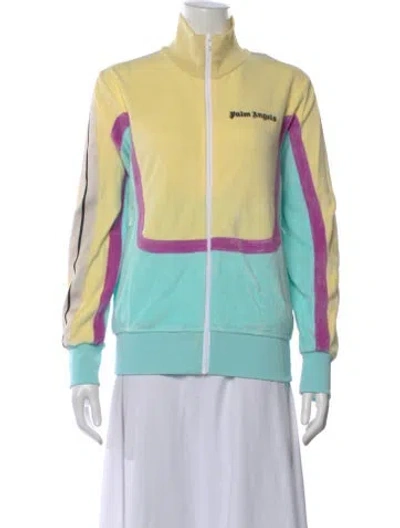 Pre-owned Palm Angels Colorblock Pattern Long Sleeve Sweatshirt W/ Tags In Yellow