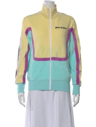 Pre-owned Palm Angels Colorblock Pattern Mock Neck Sweatshirt W/ Tags In Multi