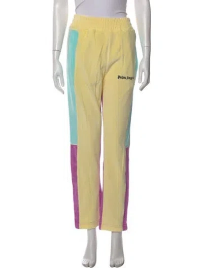 Pre-owned Palm Angels Colorblock Pattern Straight Leg Pants W/ Tags In Yellow