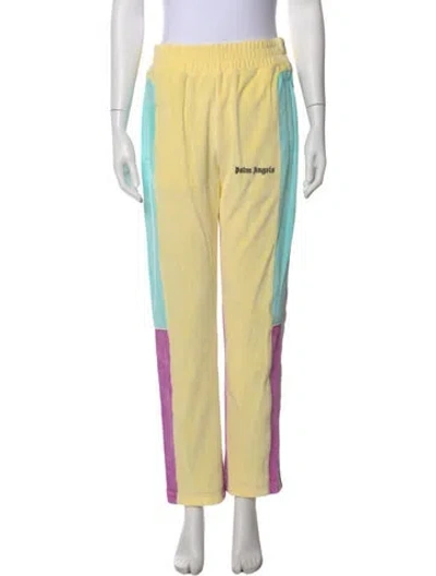Pre-owned Palm Angels Colorblock Pattern Straight Leg Pants W/ Tags In Yellow
