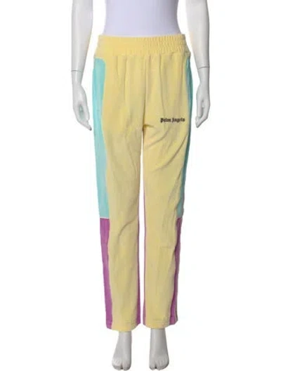 Pre-owned Palm Angels Colorblock Pattern Straight Leg Pants W/ Tags In Yellow