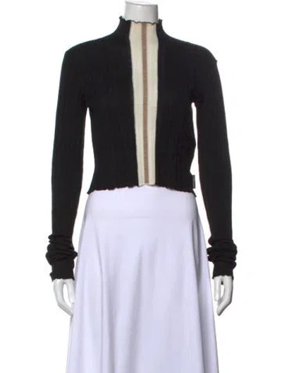 Pre-owned Palm Angels Colorblock Pattern Turtleneck Sweater In Black