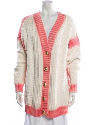 Pre-owned Palm Angels Colorblock Pattern V-neck Sweater In Pink