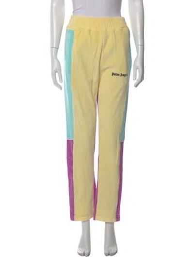 Pre-owned Palm Angels Colorblock Pattern Wide Leg Pants W/ Tags In Yellow