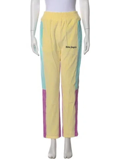 Pre-owned Palm Angels Colorblock Pattern Wide Leg Pants W/ Tags In Yellow