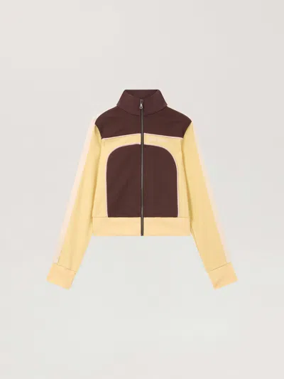Palm Angels Colorblock Track Jacket In Brown - Light Yellow