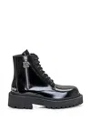 Palm Angels Combat Boots In Leather In Black