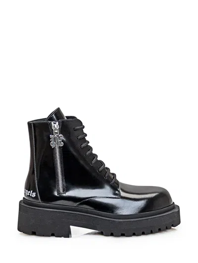 Palm Angels Combat Boots In Black Leather