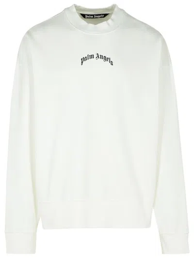 Palm Angels Contrast Logo Lettering White Cotton Sweatshirt