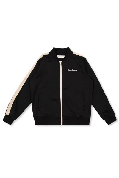 Palm Angels Kids' Contrast-stripe Zipped Track Jacket In Black