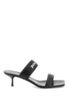 PALM ANGELS CONTRASTING EMBOSSED LOGO LEATHER FLAT SANDALS FOR WOMEN
