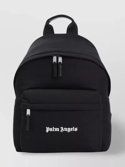 Palm Angels Logo Embroidered Zipped Backpack In Black
