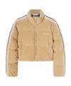 Palm Angels Corduroy Cropped Puffer Jacket In Brown