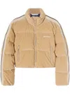 Palm Angels Corduroy Cropped Puffer Jacket In Neutrals