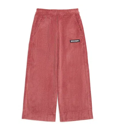 Palm Angels Kids' Corduroy Wide-leg Trousers In Pink