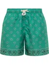 Palm Angels Paisley Print Swim Shorts In Green