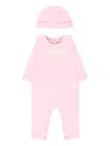 Palm Angels Cotton Babygrow (set Of Three Pieces) In Pink