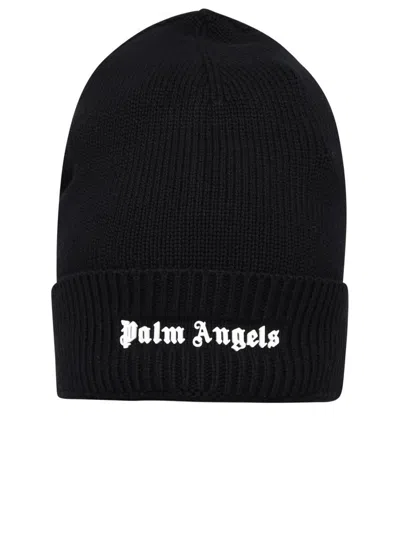 Palm Angels Cotton Beanie In Black