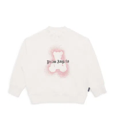 Palm Angels Kids' Cotton Bear Graphic Sweatshirt In White