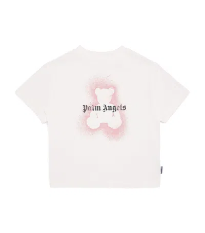 Palm Angels Kids' Cotton Bear Graphic T-shirt In White