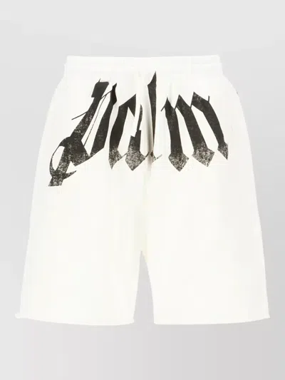 Palm Angels Cotton Bermuda Shorts Knee Length Graphic Print In White