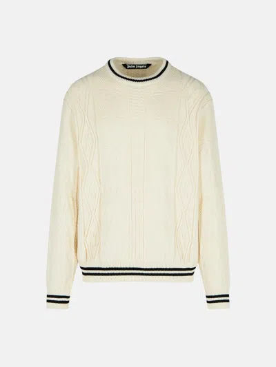 Palm Angels Cotton Blend Sweater In White