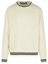 Palm Angels Curved-logo Cable-knit Sweater In White