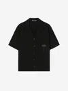 Palm Angels Palm Print Bowling Shirt In Black
