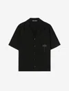 Palm Angels Palm Print Bowling Shirt In Black