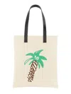 Palm Angels Men's Cotton Canvas Shopping Bag In White