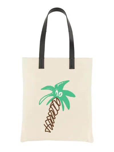 PALM ANGELS COTTON CANVAS SHOPPING BAG