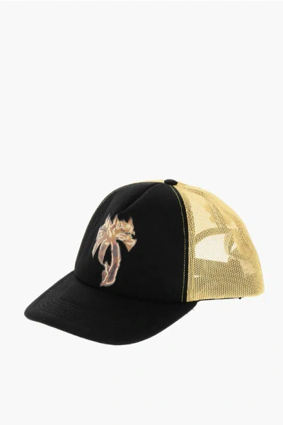 Palm Angels Cotton Cap With Contrasting Details In Black