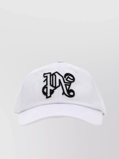 Palm Angels Monogram Embroidered Baseball Cap In White