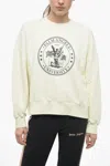 Palm Angels Cotton College Hoodie With Print In Beige