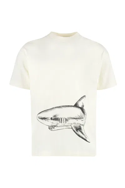Palm Angels Cotton Crethestanesedew-neck T-shirt In White
