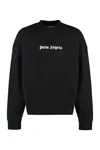 Palm Angels Black Cotton Crew Neck Sweatshirt With White Logo
