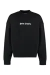 Palm Angels Black Cotton Crew Neck Sweatshirt With White Logo