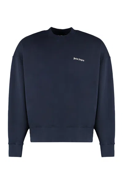 Palm Angels Cotton Crew-neck Sweatshirt In Blu