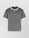 Palm Angels Gradient Gray Cotton T-shirt With Contrast Print In Gray