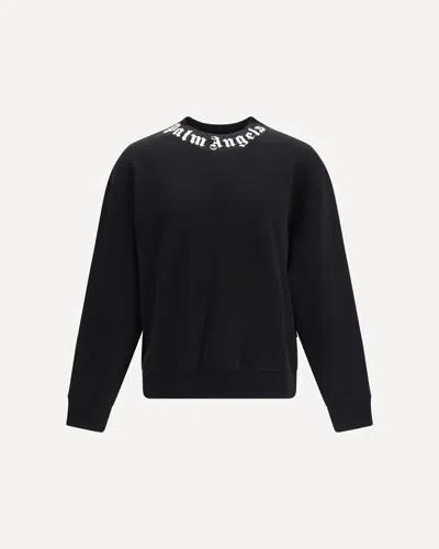 Palm Angels Cotton Crewneck Sweatshirt With Logo In Black