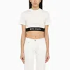 Palm Angels Classic Logo Tape Crop Tee Off White Bla In White