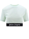 PALM ANGELS COTTON CROP TOP WITH CLASSIC LOGO ELASTIC BAND